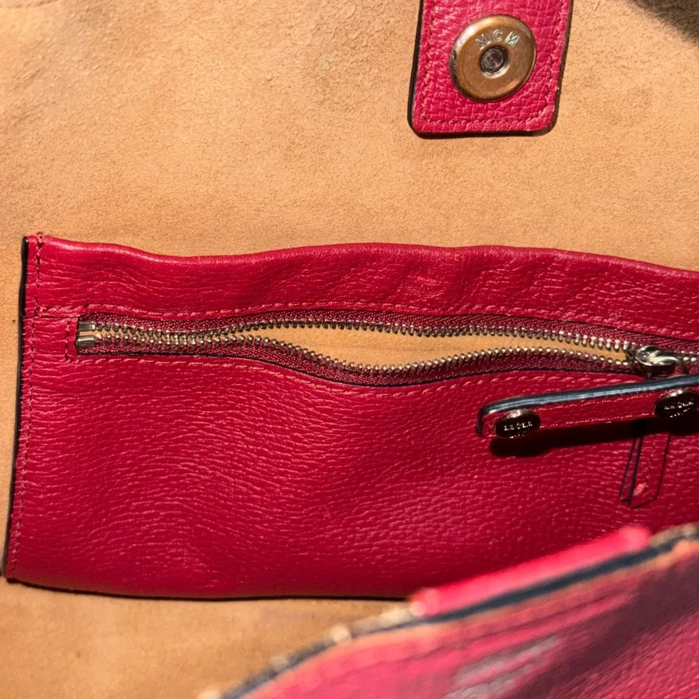 MCM Red Pebbled Leather Top-Handle Shoulder Bag🔥🔥
